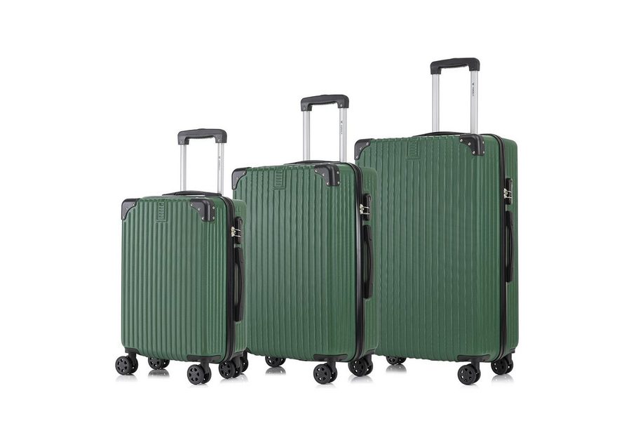 YONSLY Trolleyset Kofferset Reisekoffer Hartschale Trolley Set, 4 Rollen, (Hartschalenkoffer Set, M, L & XL), ABS Material, 360° Rollen, Zahlenschloss und weicher Griff von YONSLY