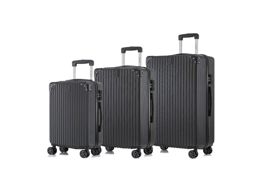 YONSLY Trolleyset Kofferset Reisekoffer Hartschale Trolley Set, 4 Rollen, (Hartschalenkoffer Set, M, L & XL), ABS Material, 360° Rollen, Zahlenschloss und weicher Griff von YONSLY