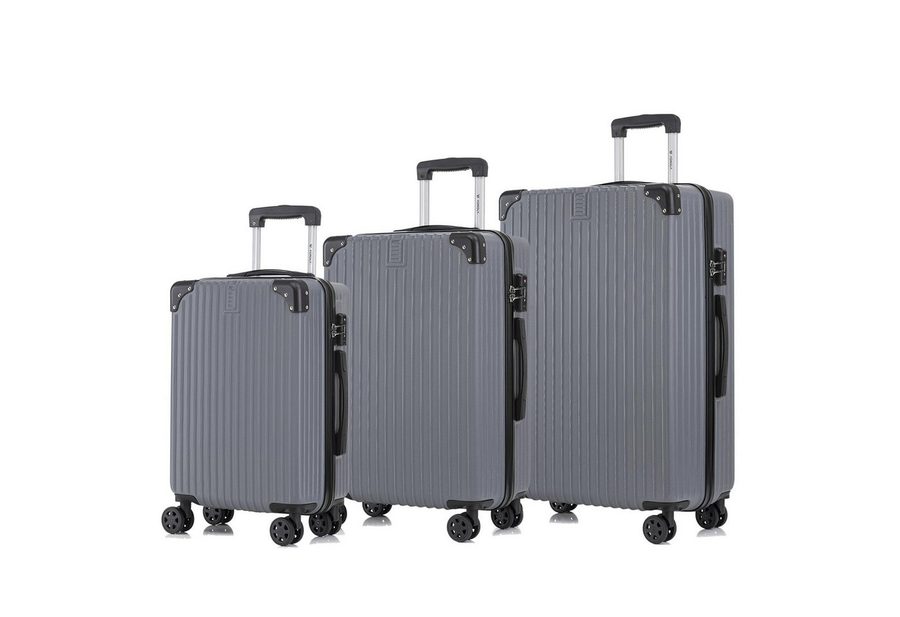 YONSLY Trolleyset Kofferset Reisekoffer Hartschale Trolley Set, 4 Rollen, (Hartschalenkoffer Set, M, L & XL), ABS Material, 360° Rollen, Zahlenschloss und weicher Griff von YONSLY