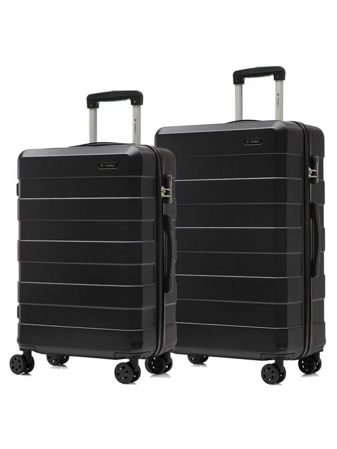 YONSLY Trolleyset Trolley Reisekoffer Hartschalen-Reiseset, 4 Rollen, (2-tlg., 2 tlg., L/XL), 360°-Rollen, Zahlenschloss, weicher Gummigriff von YONSLY