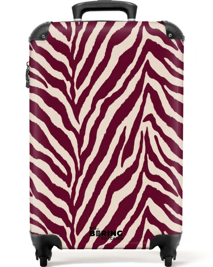 NoBoringSuitcases.com© Hartschalen-Trolley Zebra - Motiv - Bordeaux - Rot 55x35x20cm, Kinder Koffer Klein, Trolley Handgepäck, Reisekoffer von NoBoringSuitcases.com©