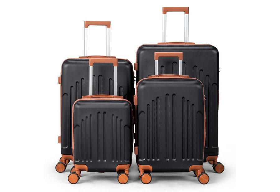 LALAHO Trolleyset Kofferset Hartschalenkoffer Trolley 360° Rollen, 4 Rollen, (4 tlg), Reisekoffer Set mit Handgepäck, Koffer & Trolleys, Schwarz von LALAHO