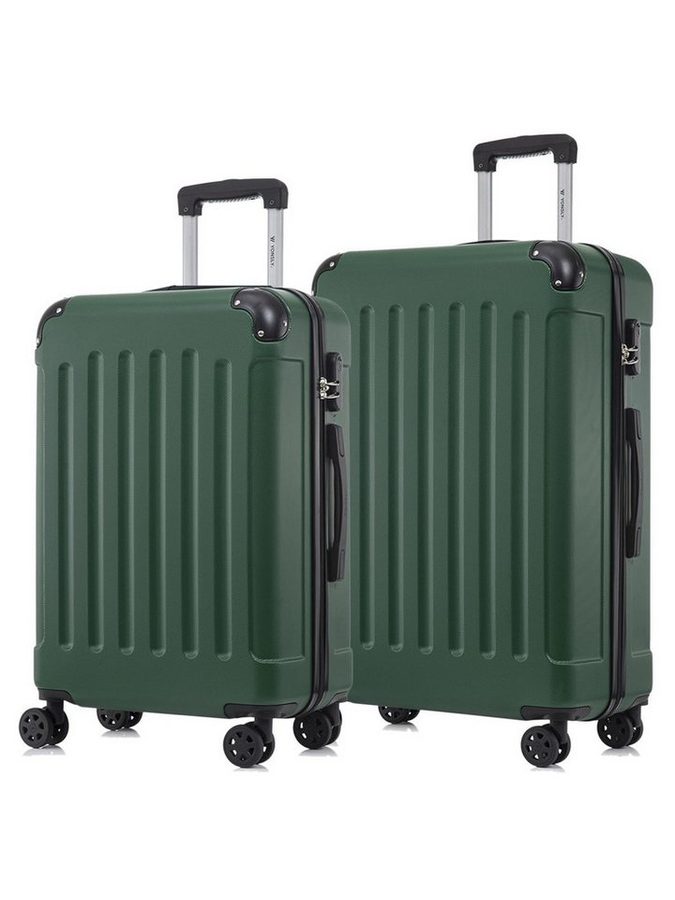 YONSLY Trolleyset Hartschalen-Reisekoffer Rollkoffer Trolley Gepäckset aus ABS, 4 Rollen, (Reiseset, 2 tlg., Größen L&XL), mit 360° Doppelrollen, Zahlenschloss und ergonomischem Gummigriff von YONSLY