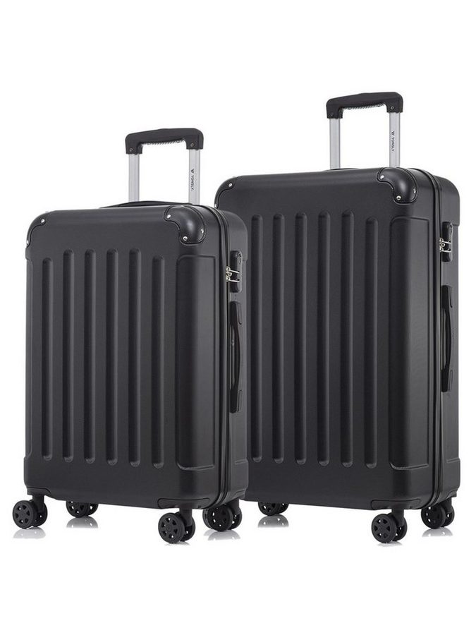 YONSLY Trolleyset Hartschalen-Reisekoffer Rollkoffer Trolley Gepäckset aus ABS, 4 Rollen, (Reiseset, 2 tlg., Größen L&XL), mit 360° Doppelrollen, Zahlenschloss und ergonomischem Gummigriff von YONSLY
