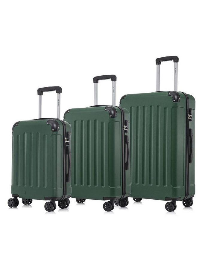 YONSLY Kofferset Reisekoffer Trolley Hartschale aus ABS für Urlaubs- und Familienreisen, 4 Rollen, (3er Set, 3 tlg., M-L-XL), mit Zahlenschloss, 360° Doppelrollen und ergonomischem Gummigriff von YONSLY