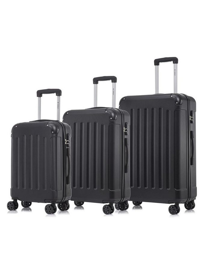 YONSLY Kofferset Reisekoffer Trolley Hartschale aus ABS für Urlaubs- und Familienreisen, 4 Rollen, (3er Set, 3 tlg., M-L-XL), mit Zahlenschloss, 360° Doppelrollen und ergonomischem Gummigriff von YONSLY