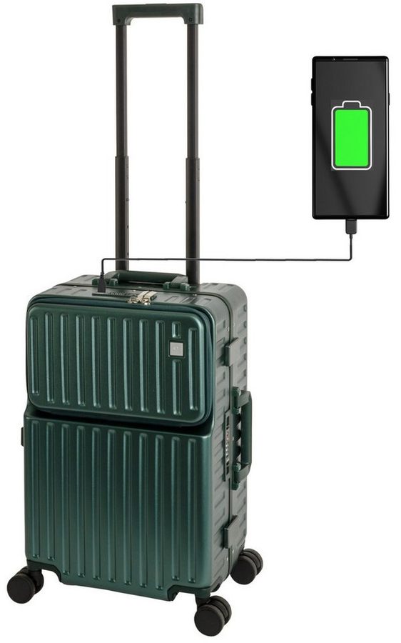 Travelhouse Hartschalen-Trolley Roma, 4 Rollen, mit USB und Getränkehalter Aluminium-Rahmen & Polycarbonat Hartschale von Travelhouse