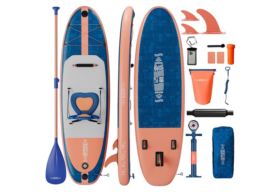 HOMALL Inflatable SUP-Board Aufblasbares Stand Up Paddle Board mit Halter, Sitz und Fußband, 320cm SUP-Board Set mit Action-Cam Halterung, Bis 130kg von HOMALL