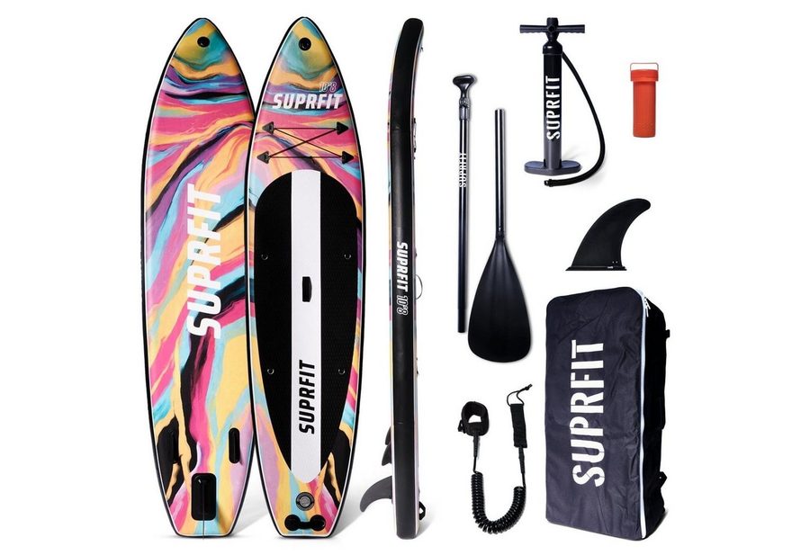 SF SUPRFIT SUP-Board Stand-Up-Paddling Board Aquarell, als aufblasbares Komplett-Set, Stand Up Paddle Board mit doppelter PVC Schichtung, Optimal ab 60 kg, max 140 kg - 330 x 78 x 15 cm von SF SUPRFIT