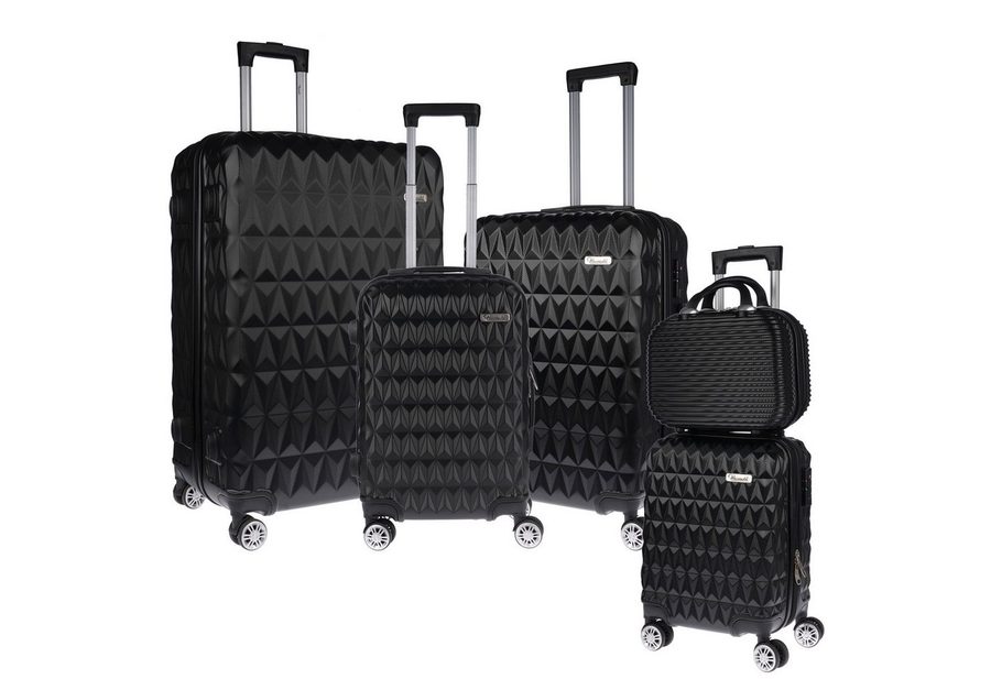 Weissmantel Kofferset 5er Koffer Set Hartschalenkoffer Kofferset XL Bordgepäck Handgepäck, (Suitcase 5 teilig Rollkoffer, Hartschalenkoffer Set, Reisekoffer, Kofferset, Koffer Set, Tolley Set), Mit Dehnfalte / Dehnfuge erhöht das Volumen der Koffer um 15 Prozent von Weissmantel
