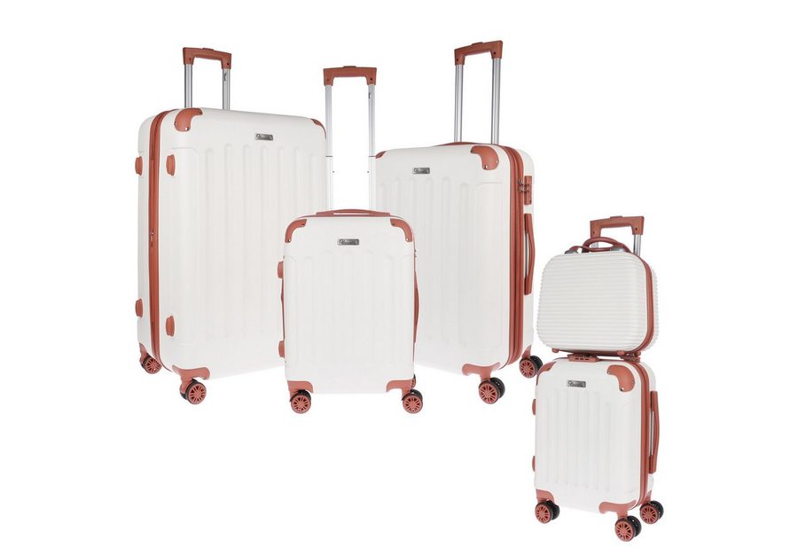 Weissmantel Kofferset 5er Koffer Set Hartschalenkoffer Kofferset XL Bordgepäck Handgepäck, (Suitcase 5 teilig Rollkoffer, Hartschalenkoffer Set, Reisekoffer, Kofferset, Koffer Set, Tolley Set), Mit Dehnfalte / Dehnfuge erhöht das Volumen der Koffer um 15 Prozent von Weissmantel