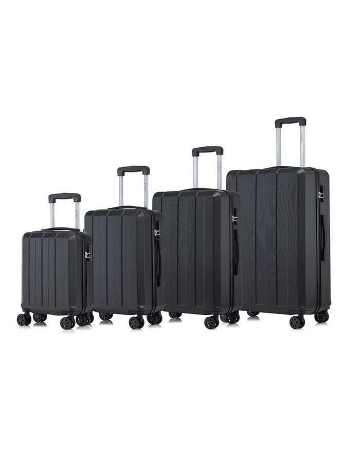 YONSLY Trolleyset Reisekoffer-Set aus ABS für Handgepäck und Reisen in S bis XL, 4 Rollen, (Spar-Set, 4 tlg., Hartschalen Trolley Set), mit 360° Doppelrollen, integriertem Zahlenschloss und Gummigriff von YONSLY