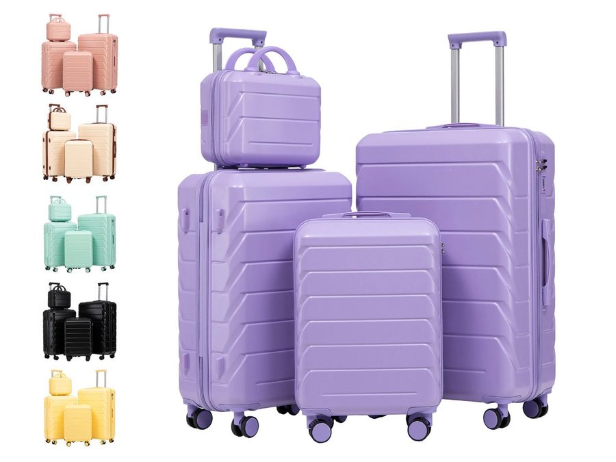 GLP Trolleyset Hartschalen Koffer S-M-L-XL-Set Reisekoffer Trolley, 4 Rollen, (Robustes Koffer-Set aus ABS-Hartschale, 4 tlg., 360° leisen Doppelrollen & verstellbarem Teleskopgriff), für Reisen, Wochenendtrips & Geschäftsreisen von GLP