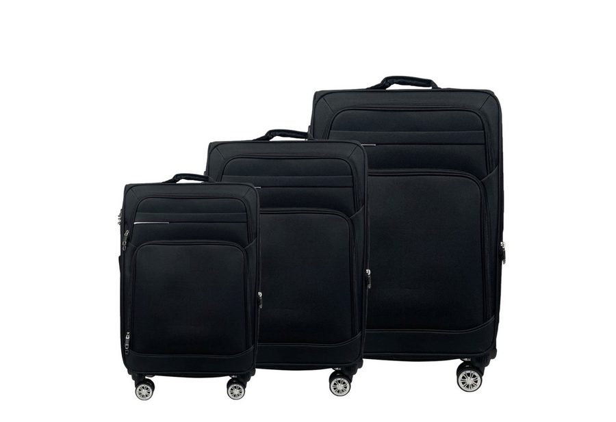 MTB Kofferset Reisekoffer Handgepäck Tasche Trolley Koffer Stoffkoffer 3er Set, (Spar-Set, 360 Grad Rollen), Dehnungsfuge, Extra leicht, Extrem Robust, Raumteiler von MTB