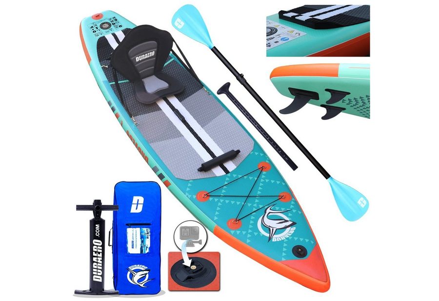 DURAERO Inflatable SUP-Board Stand up Paddling Board, Action-Cam Halterung, 330x76x15cm, bis 150kg von DURAERO