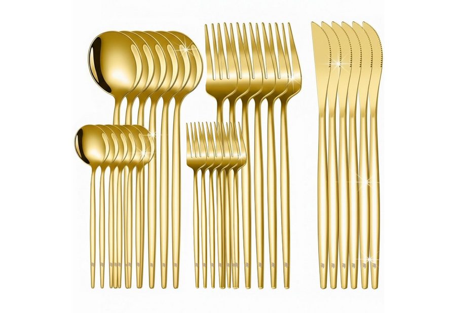 Roxlin Besteck-Set Roxlin Besteckset 30-tlg Standard Design, Gold/Schwarz/Rosa/Silber, 6 Personen, Edelstahl von Roxlin