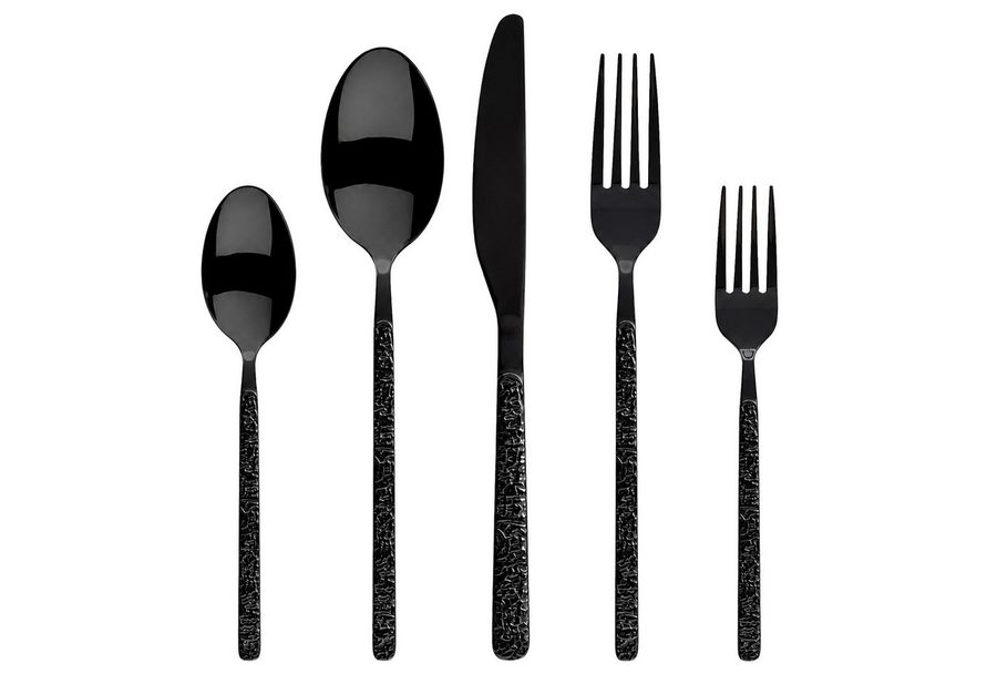 Roxlin Besteck-Set Roxlin Besteckset 30-tlg Stein Design Edelstahl, Gold/Schwarz/Silber, 6 Personen, Edelstahl von Roxlin