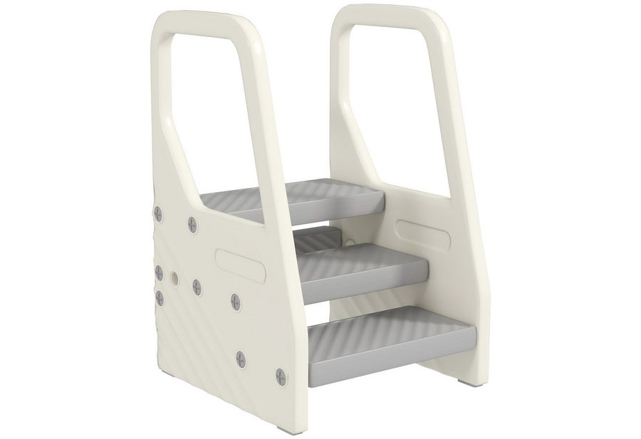 AIYAPLAY Stehhilfe 3 Stufen Höhenverstellbar Kinderhocker für 2-5 Jahre (Tritthocker, 1 St), bis 30 kg belastbar, für Bad, Küche, Kinderzimmer, Grau von AIYAPLAY