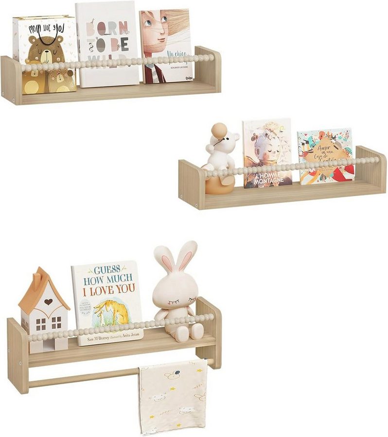 Woltu Kinderregal, 3-tlg., Bücherregal Wand, Montessori Regal, aus Massivholz von WOLTU