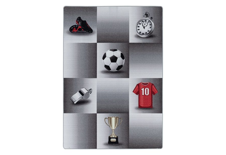 Teppium Teppich Fußball-Design, Rechteckig, Höhe: 7 mm, Kinderteppich Fußball-Design Teppich Kinderzimmer Rutschfest Waschbar von Teppium