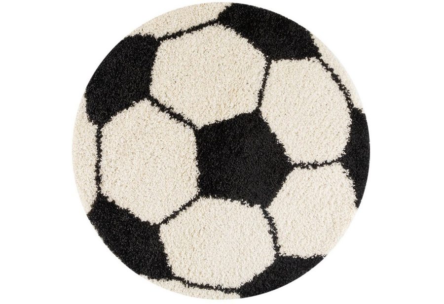 Teppium Teppich Fußball-Design, Rund, Höhe: 30 mm, Kinder Teppich Fußball-Form Kinderzimmer versch.farben und größen von Teppium