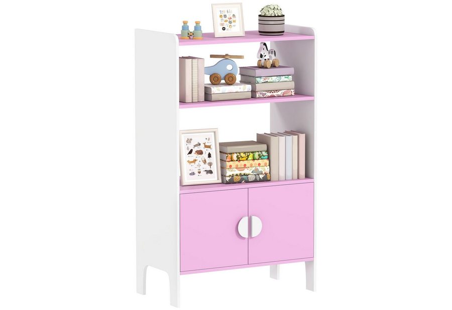 AIYAPLAY Kinderregal Aufbewahrungsregal Standregal mit Kippschutz, rutschfesten Füßen, Bücherregal Kinder 1-tlg., für Kinderzimmer 60 x 35 x 100 cm Rosa von AIYAPLAY