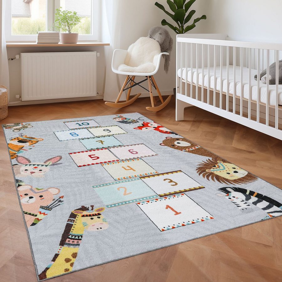 SIMPEX24 Teppich Hüpfspiel Design, Rechteckig, Höhe: 7 mm, Teppich Kinderzimmer Hüpfspiel Design Rutschfest Waschbar von SIMPEX24