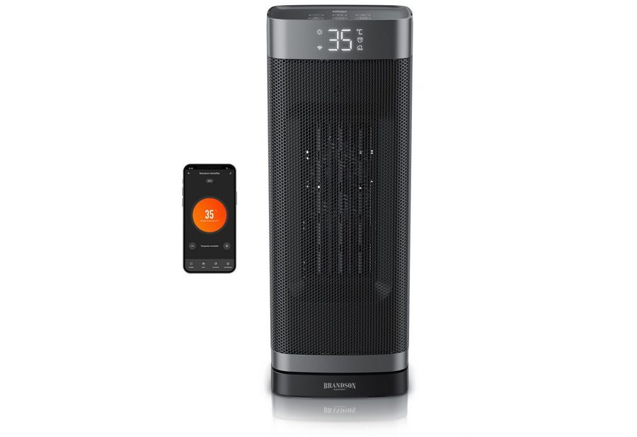 Brandson Heizlüfter mit Wlan, Keramik Heizgerät kompakt, Timer, Oszillation, Fernbedienung, 2000 W, energiesparend, ECO-Modus, Thermostat, 10-35°C, LED-Display von Brandson