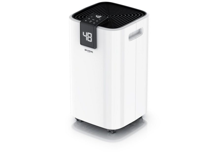Brandson Luftentfeuchter Kompressor, 16L/24h, Raumentfeuchter, 35m², Automatik, Timer, Entfeuchtung 16 l/Tag, Tank 2,2 l, elektrisch, Ablaufschlauch, Wäschetrocknen, 2,2L Tank, Defrost, Rollen von Brandson