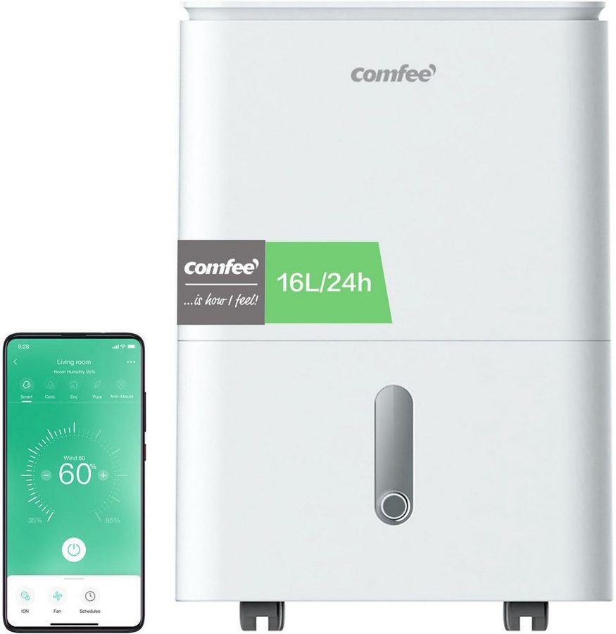 comfee Luftentfeuchter »Easy Dry 16« geeignet für Räume mit bis zu 32 m², Entfeuchtung 16 l/Tag, mit Trocknermodus, App -und Sprachsteuerung von comfee