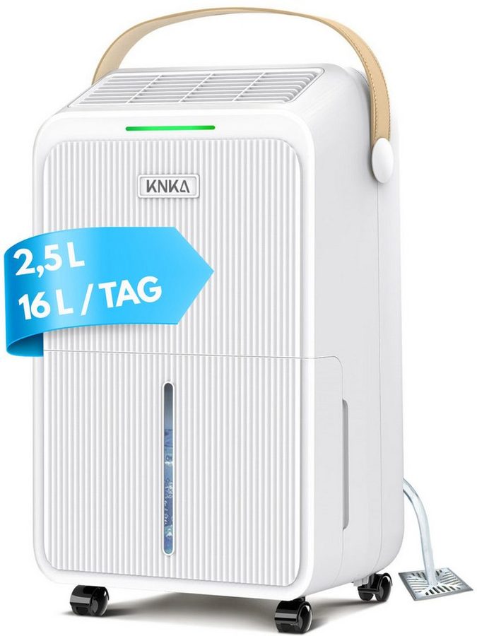 KNKA PRO Luftentfeuchter leise & energiesparend Luftentfeuchter mit Hygrostat, für 232 m³ Räume, Entfeuchtung 16 l/Tag, Tank 2,5 l, leise,4 Modi,Schlauch & Wassertank, ideal für Keller & große Räume von KNKA PRO