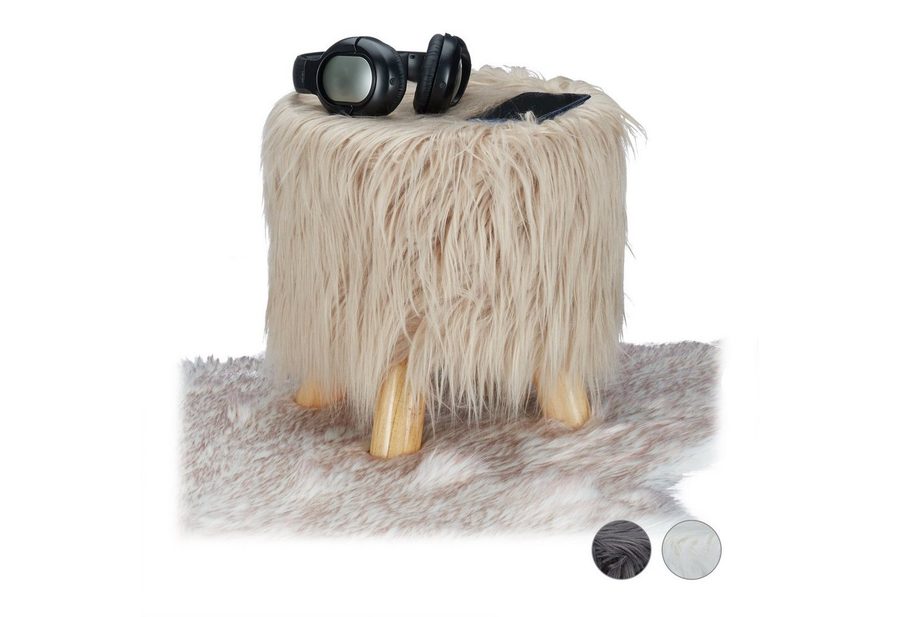 relaxdays Hocker Fell Hocker (1 St), braun von RELAXDAYS