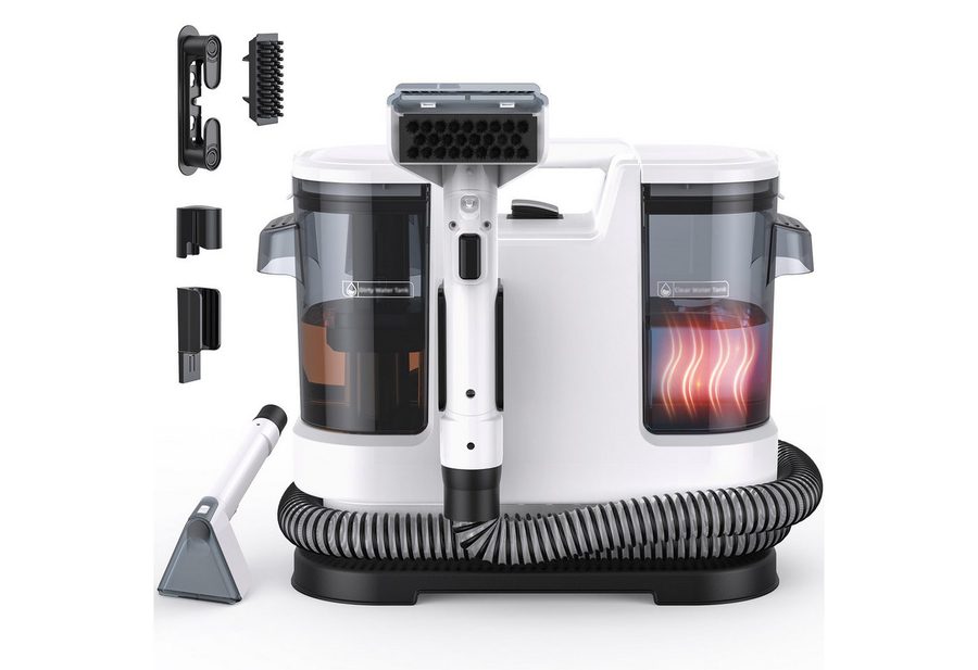 lubluelu Teppichreinigungsgerät V8 Teppichreiniger Waschsauger mit Heizfunktion Fleckenreiniger, 1400 W, beutellos, mit 15000pa Saugkraft, für Sofas, Teppiche und Autositze von lubluelu