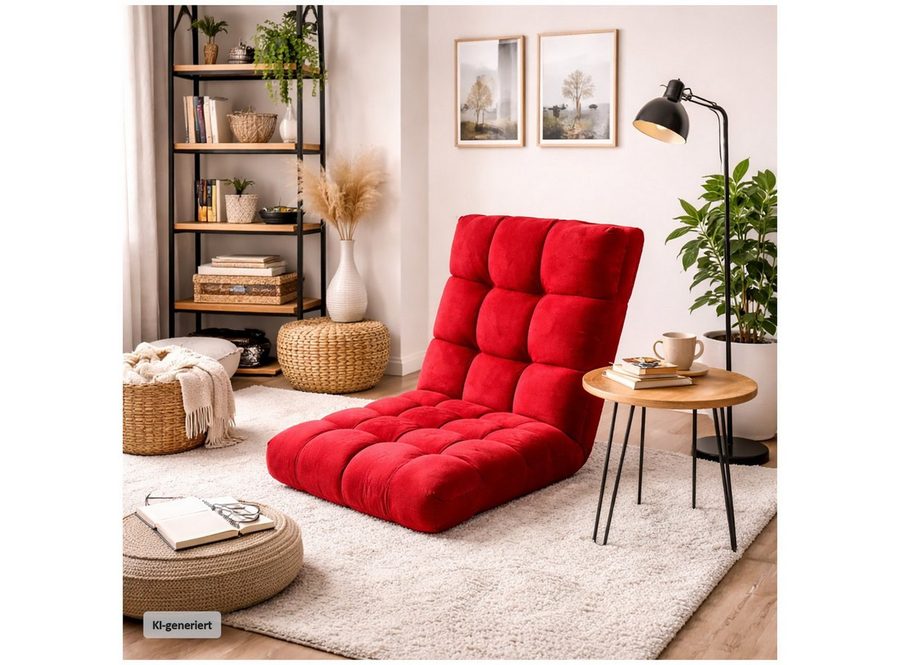 HTI-Living Relaxsessel Bodensessel Rot klappbar mit Rückenlehne verstellbar (1 Stück, 1-St) von HTI-Living