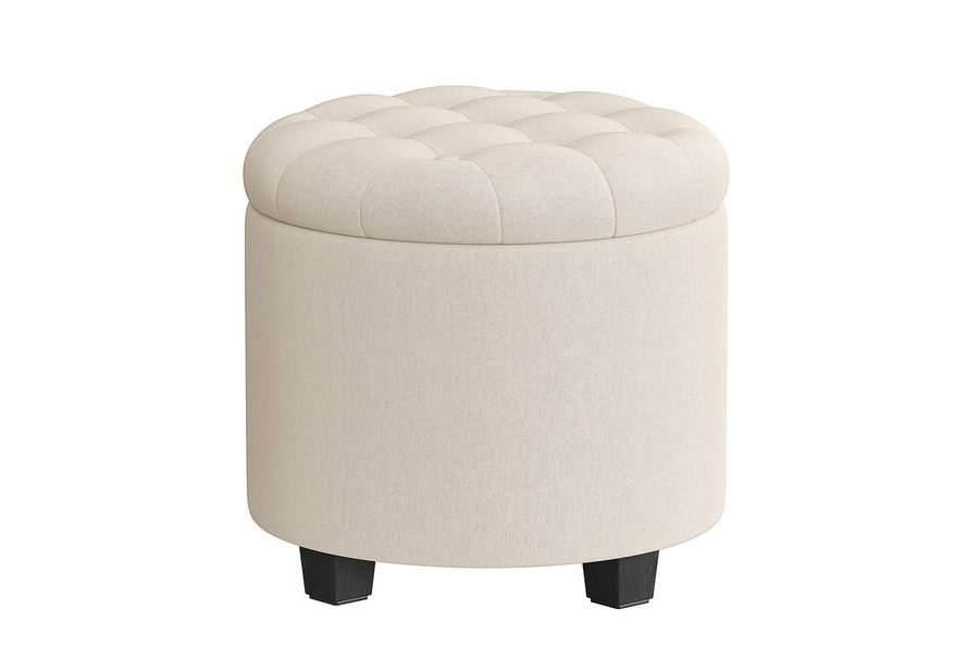 SONGMICS Sitzhocker rund, Fußhocker mit Stauraum, Schminkhocker mit Füßen, bis 150 kg belastbar, für Wohnzimmer Schlafzimmer,45 x 45 x 44,5 cm von SONGMICS