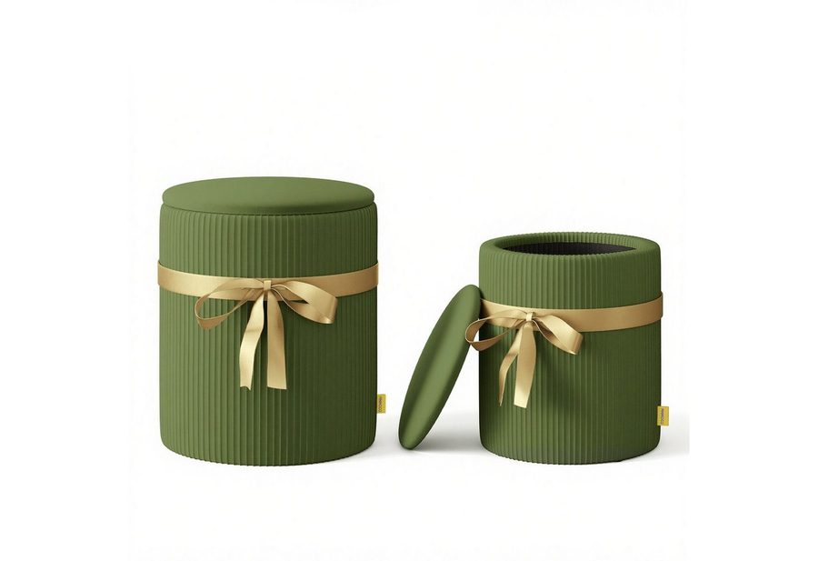 Pinmoco Sitzsack Rundes Hocker-Set (2-teilig) mit Stauraum, Sitzhocker sessel von Pinmoco