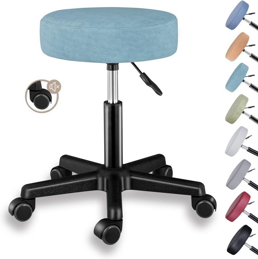 Zedelmaier Hocker Drehhocker Bürohocker Barhocker Arbeitshocker Polsterung, 44-58cm Höhenverstellbarer, 360°drehbar mit 5 Rollen von Zedelmaier