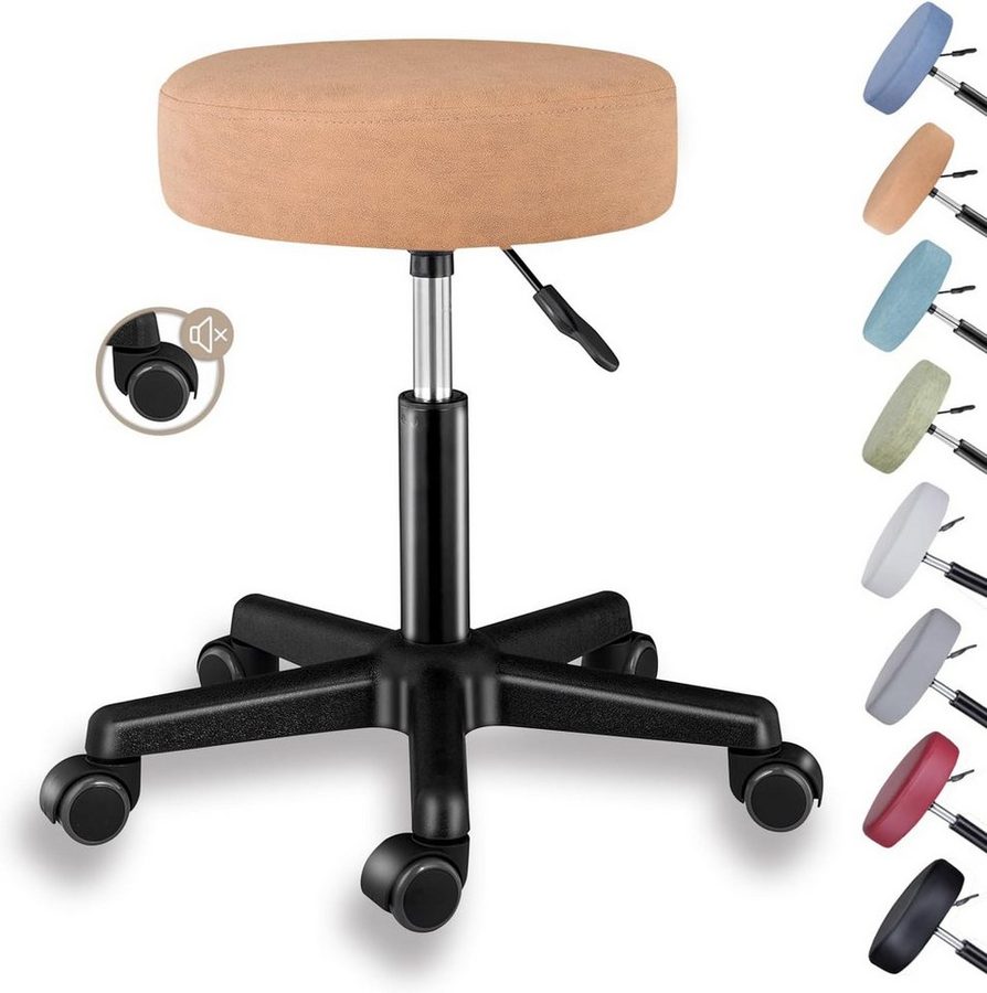 Zedelmaier Hocker Drehhocker Bürohocker Barhocker Arbeitshocker Polsterung, 44-58cm Höhenverstellbarer, 360°drehbar mit 5 Rollen von Zedelmaier