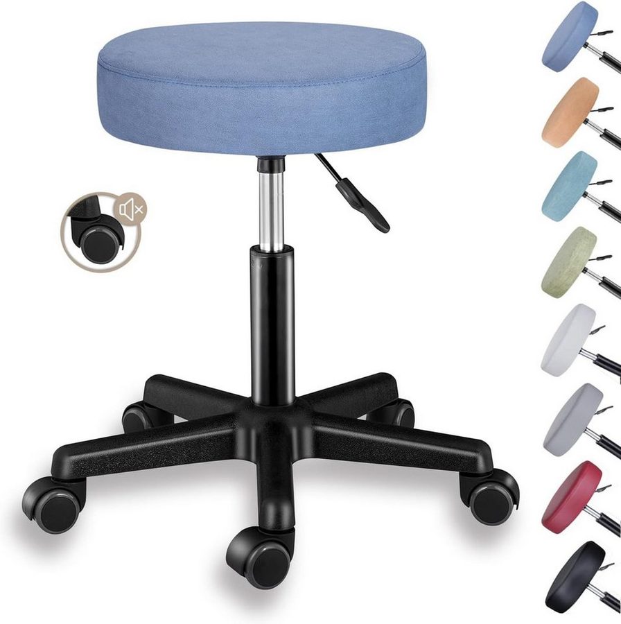 Zedelmaier Hocker Drehhocker Bürohocker Barhocker Arbeitshocker Polsterung, 44-58cm Höhenverstellbarer, 360°drehbar mit 5 Rollen von Zedelmaier