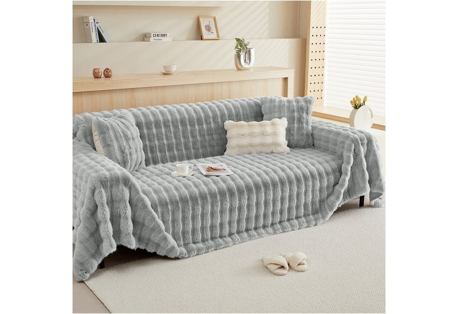 Sunicol Sofabezug Plüsch Dick Sofa Sitzkissenbezug, Couchbezug, Antirutsch, Winter Warme, Superweiche SofaÜberwurf aus Kunstpelz für Wohnzimmer von Sunicol
