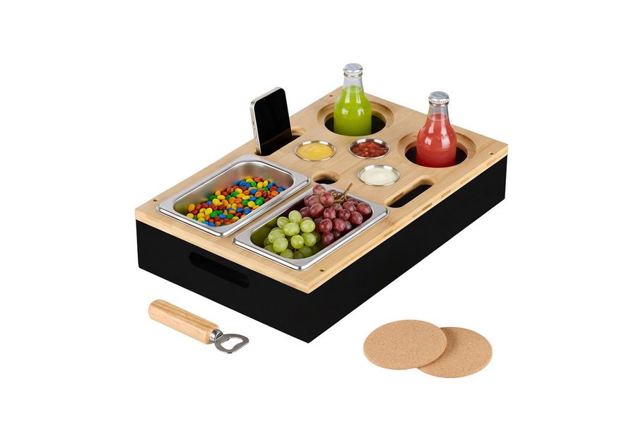 relaxdays Tabletttisch Couchbar mit Zubehör (9-St), schwarz von RELAXDAYS