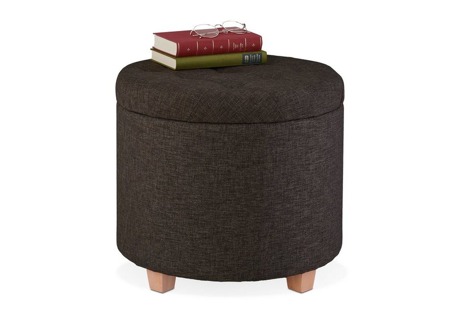 relaxdays Sitzhocker Runder Sitzhocker mit Stauraum (5 St), braun von RELAXDAYS