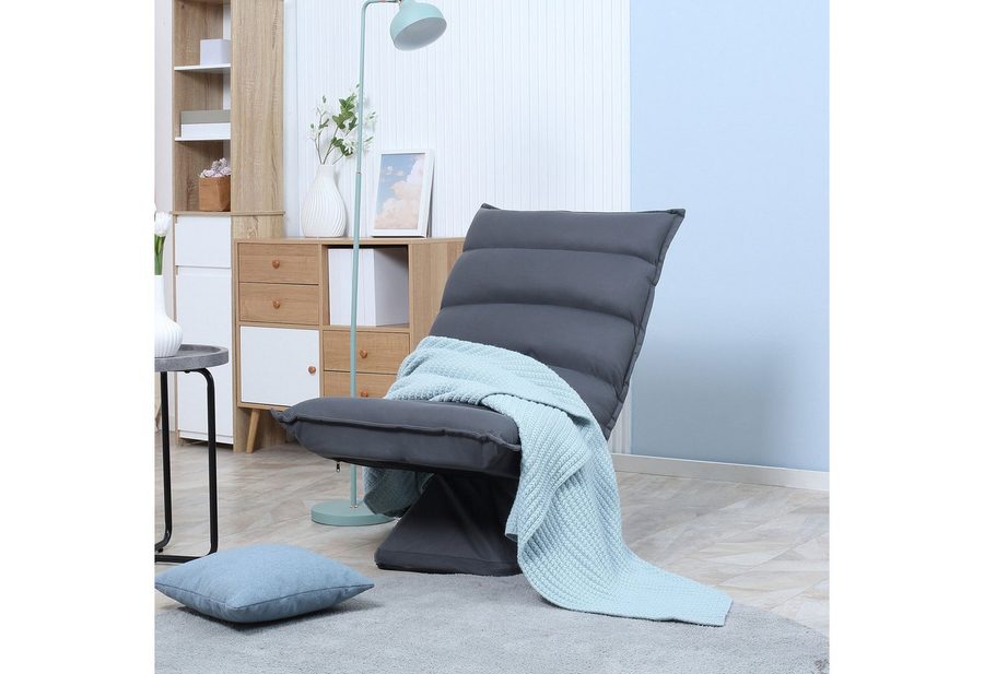 HOMCOM Bodensofa Bodenstuhl mit Sockel Relaxsessel Meditationsstuhl Dunkelgrau von HOMCOM