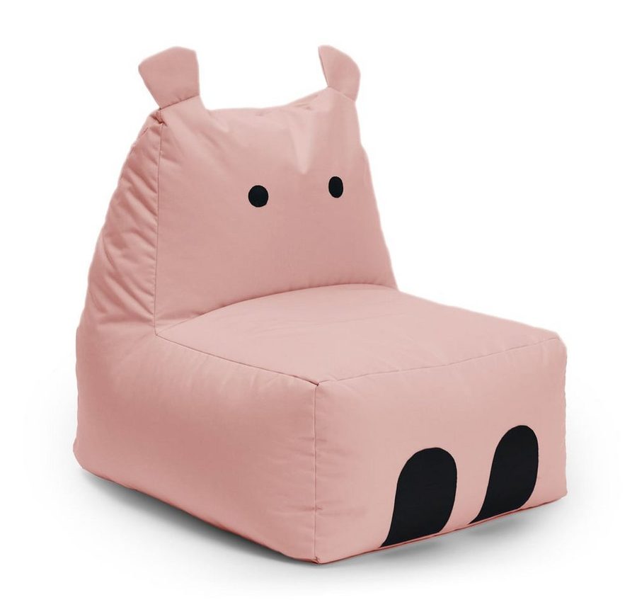 Lumaland Sitzsack Kinder Hippo Tier Kissen 80x70x65 cm, Wohlfühl Sitzkissen, süßes Motiv, Kids, pflegeleicht von Lumaland