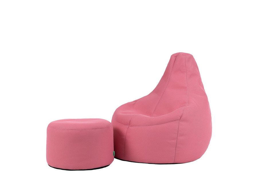 icon Sitzsack Sessel Gaming Stuhl aus Techmesh mit Hocker (Spar-Set, 1 x Sitzsack, 1 x Fußhocker), Sitzsack XXL, Gaming Sitzsack, Made in Germany, Erwachsene & Kinder von ICON