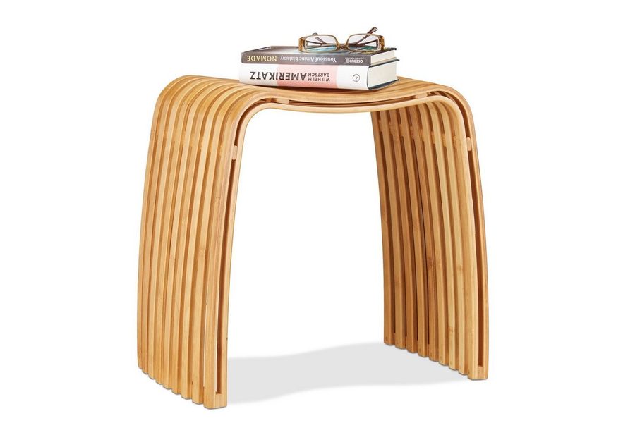 relaxdays Sitzhocker Garderoben Hocker im Bambus Design (1 St) von RELAXDAYS