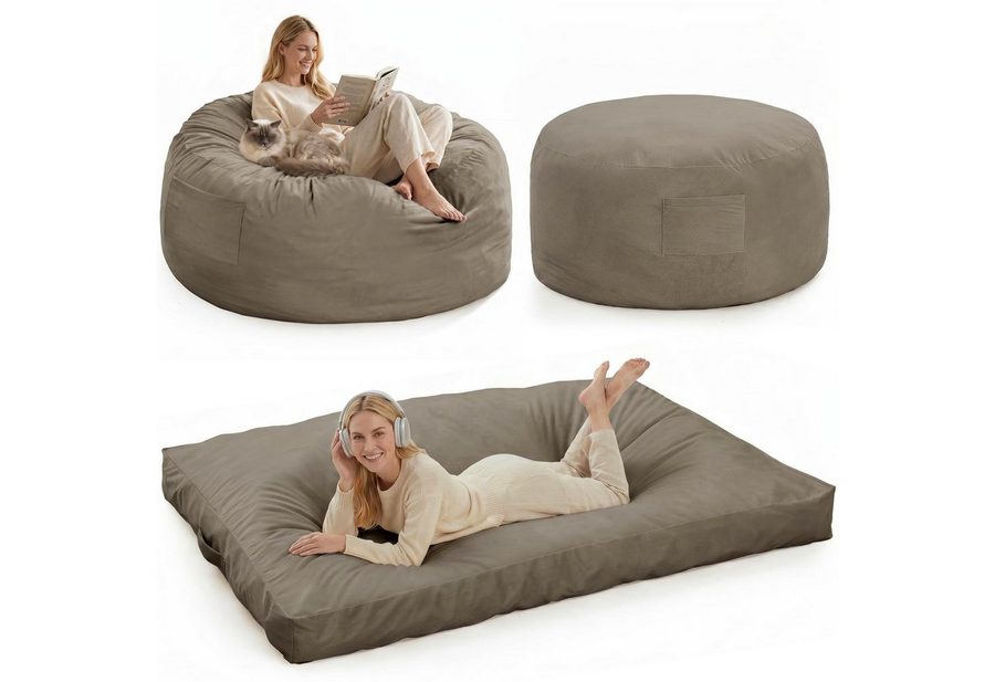 GarveeMore Relaxsessel 3-in-1 Sitzsack Bett mit Memory-Schaum, waschbar, rutschfest, multifunktional für Wohnzimmer & Jugendzimmer, Sitzsack Bett von GarveeMore