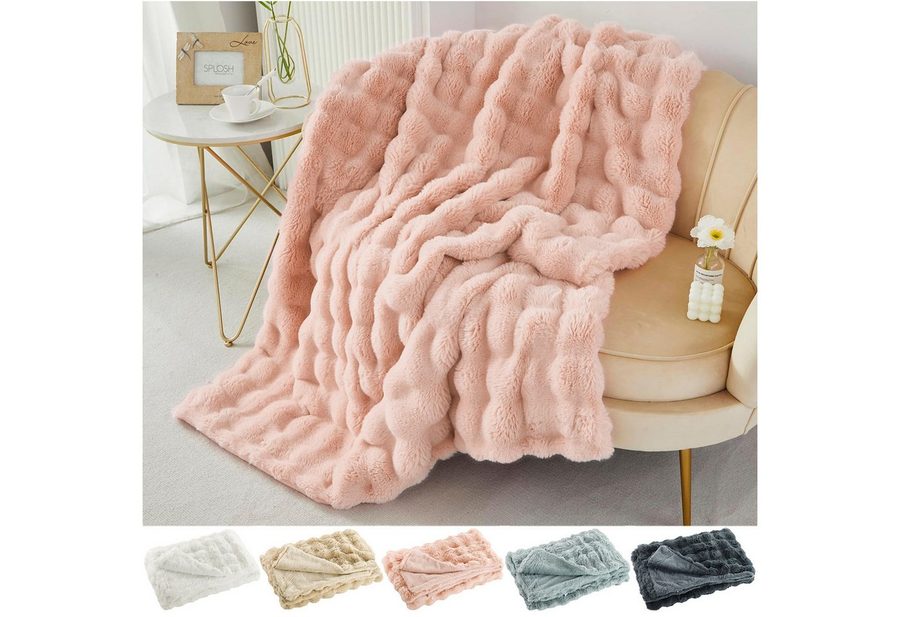 Überwurf Plüsch Kuscheldecke Flauschig Decke, Super Weiche Kuschelige, Sunicol, Kaninchen Kunstfell Warme Sofaüberwurf für Couch Bett Sofa von Sunicol