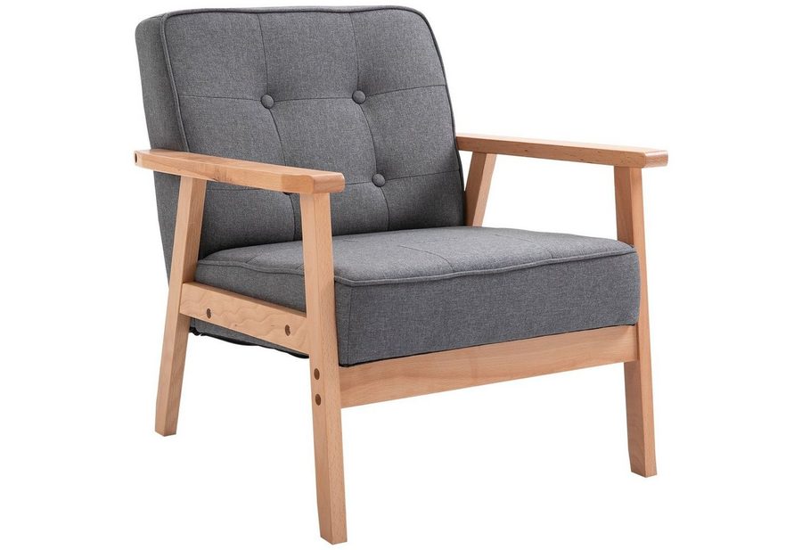 HOMCOM Einzelsofa Loungesessel Relaxstuhl Polsterstuhl Armlehnen Leinen von HOMCOM