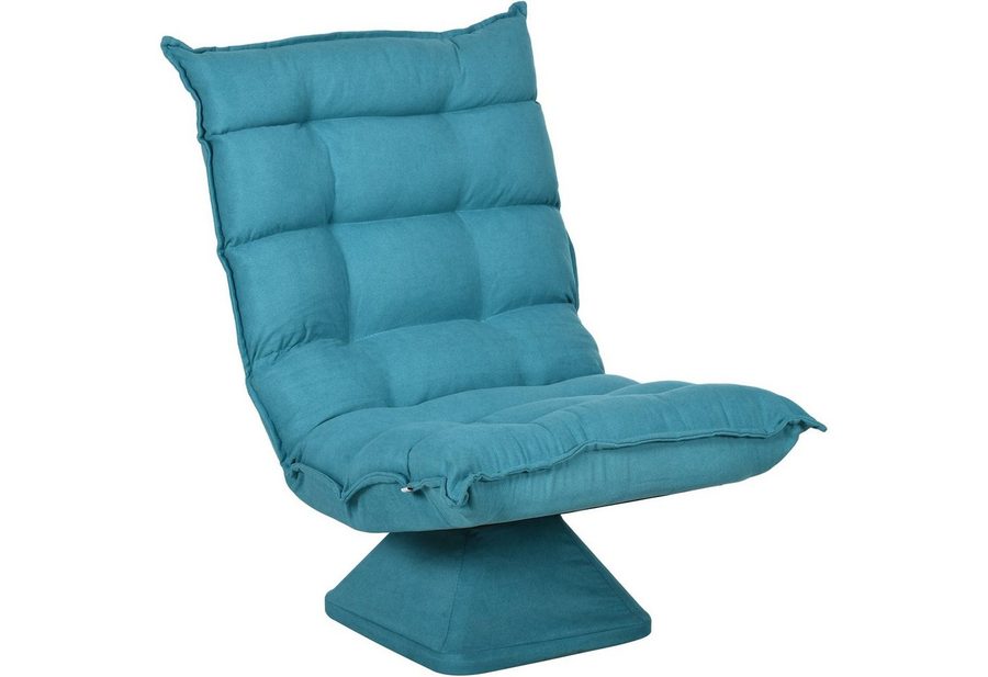 HOMCOM Relaxsessel Drehbarer Meditationsstuhl mit verstellbarer Rückenlehne, Sockel (Bodensofa, 1-St., Bodenstuhl), Lazy Sofa für Wohnzimmer, Büro, Blau von HOMCOM